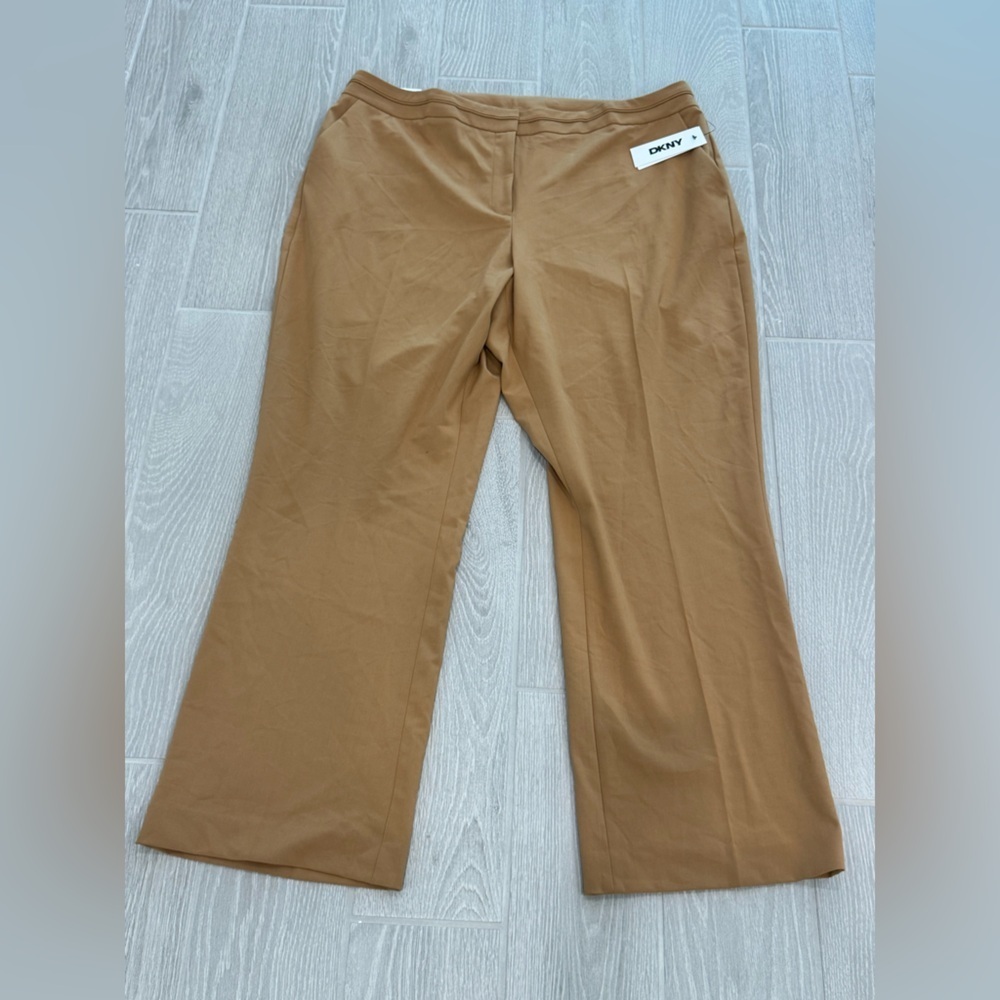 DKNY Camel Tan Full Length Wide Leg Comfy Plus Size Pants Size 18W NWT